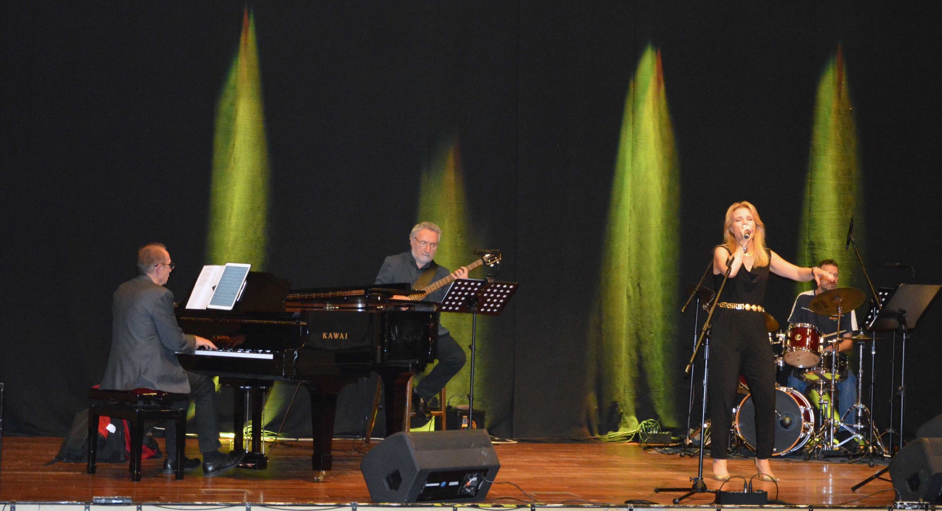 Małgorzata Jarecka na scenie z zespołem — koncert